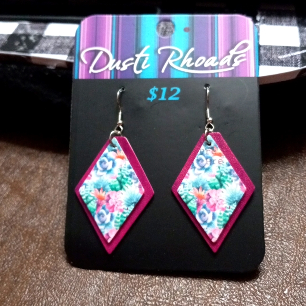Succulent Diamond Pleather Earrings